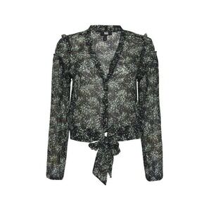 Paige Tulia Floral Silk Long Sleeve Deep V-Neck Tie Waist Top Blouse Small